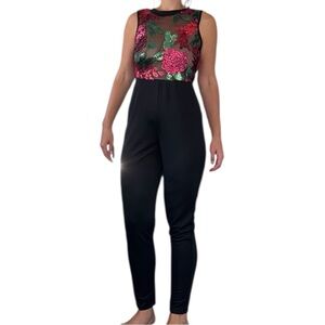 Chic Black Jumpsuit with Floral Accents